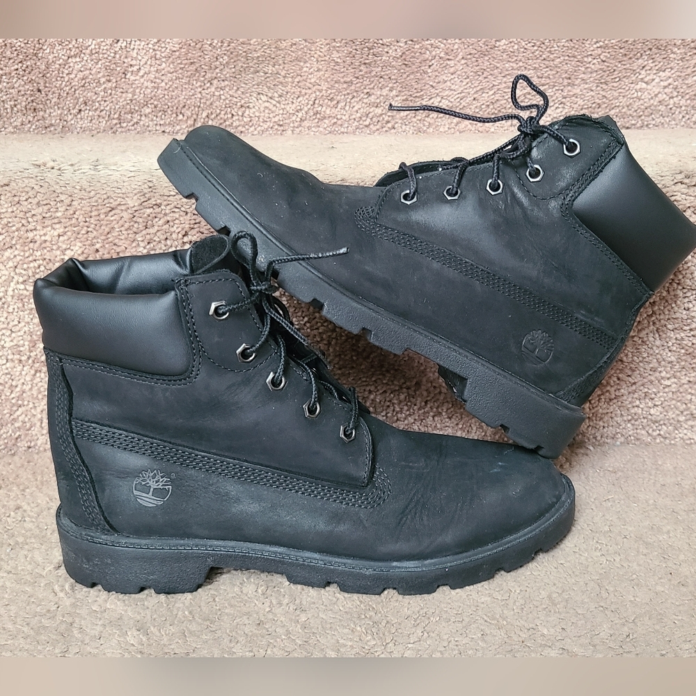 Timberland Sz 6.5 Boys Black Waterproof Boots